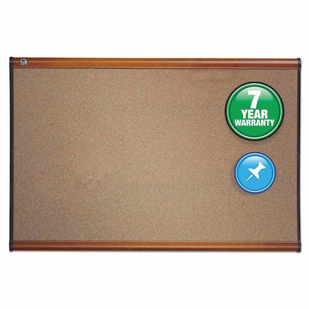 Quartet Prestige Bulletin Board, Brown Graphite-Blend Surface, 36 x 24, Cherry Frame B243LC